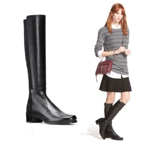 STUART WEITZMAN Leather Knee High Black Riding Boots Size 8 - Picture 2 of 15